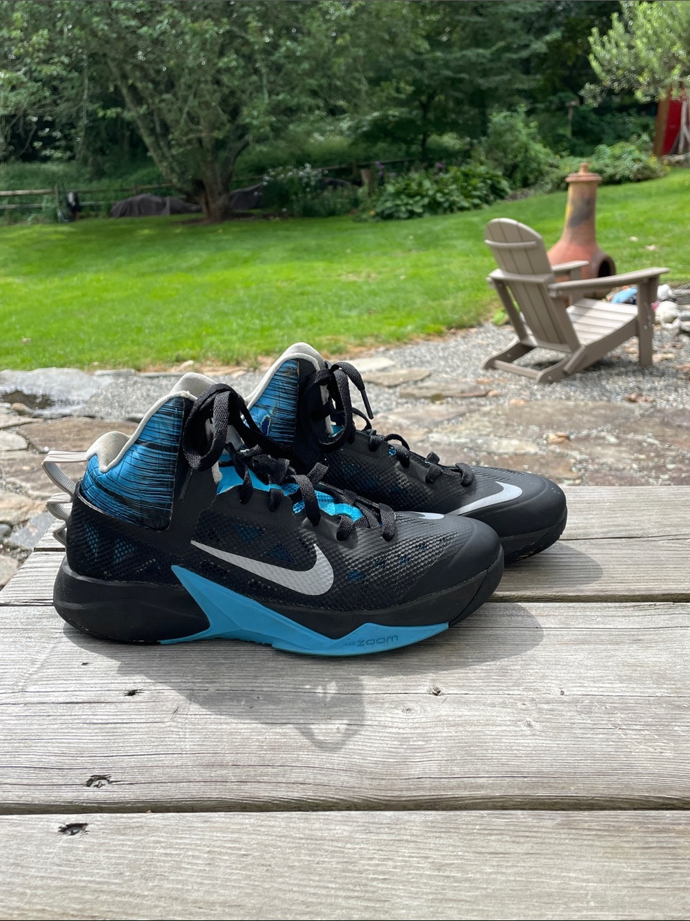 Nike Zoom Hyperfuse Men’s Black and Blue High-Top Basketball Sneakers/ Shoes